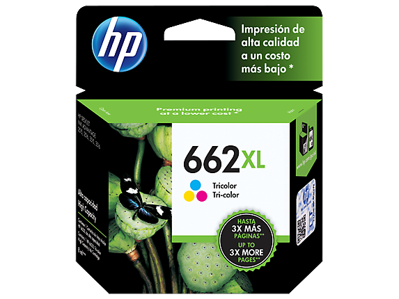 Cartucho original de tinta tricolor de alto rendimiento HP 662XL Advantage