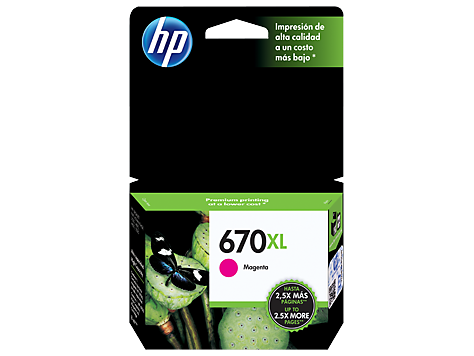 Cartucho original de tinta magenta de alto rendimiento HP 670XL Advantage