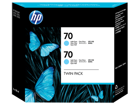 HP 70 2-pack 130-ml Light Cyan Ink Cartridges (CB351A) | HP® Middle East