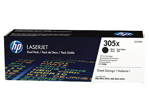 HP 305X, Упаковка 2шт, Оригинальные лазерные картриджи HP LaserJet увеличенной емкости, Черные HP 305X, Упаковка 2шт, Оригинальные лазерные картриджи HP LaserJet увеличенной емкости, Черные